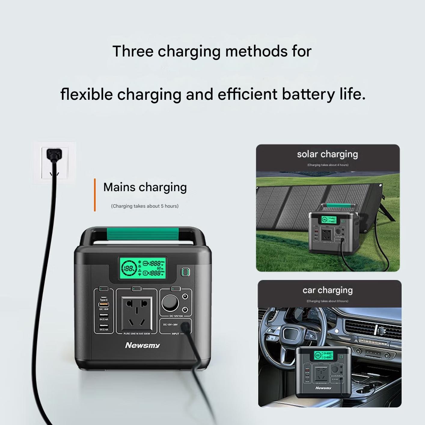 Newsmy A520 Portable Energy Storage Outdoor Power Bank 500W 499Wh - Image 3